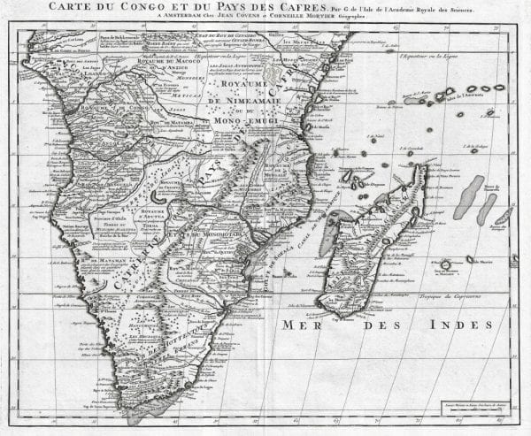 South Africa 1730 Antique Map