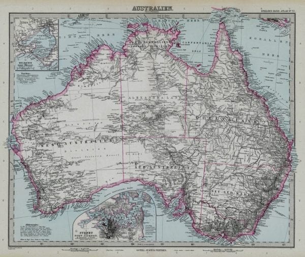 Australia 1891 Antique Map