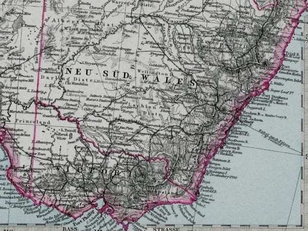 Australia 1891 Antique Map