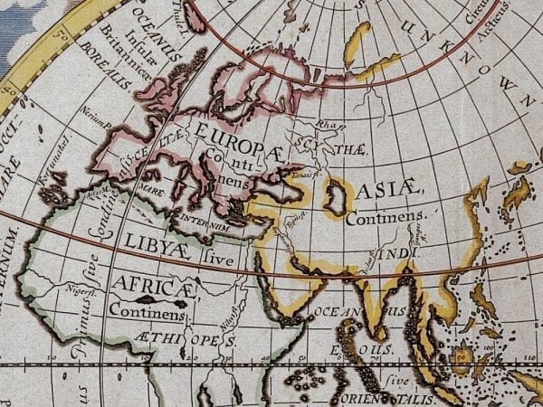 Wells World Map 1700 Antique Map