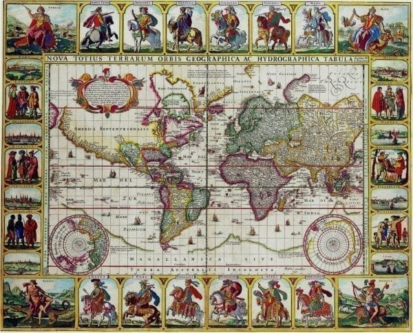 Piscator World Map 1652 Antique Map
