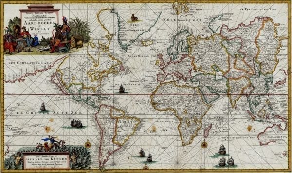 Van Keulen World Map 1728 Antique Map