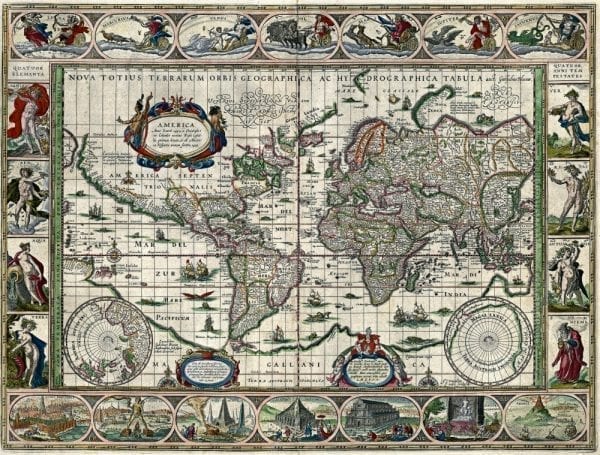 Blaeu World Map 1635 Antique Map