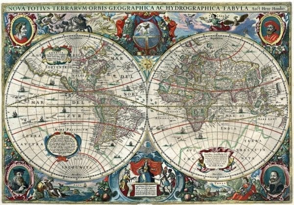 Hondius World Map 1641 Antique Map