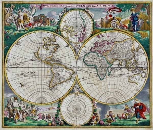 De Wit World Map 1680 Antique Map