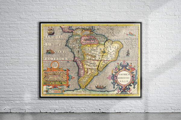 Vintage Map of South America 1623. Antique Map