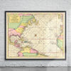 Vintage Map of Atlantic Ocean 1693 Antique Map