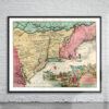 Vintage Map of New England 2 Antique Map