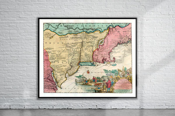 Vintage Map of New England 2 Antique Map
