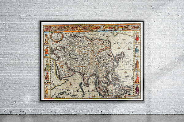 Vintage Map of Asia 1626 Antique Map