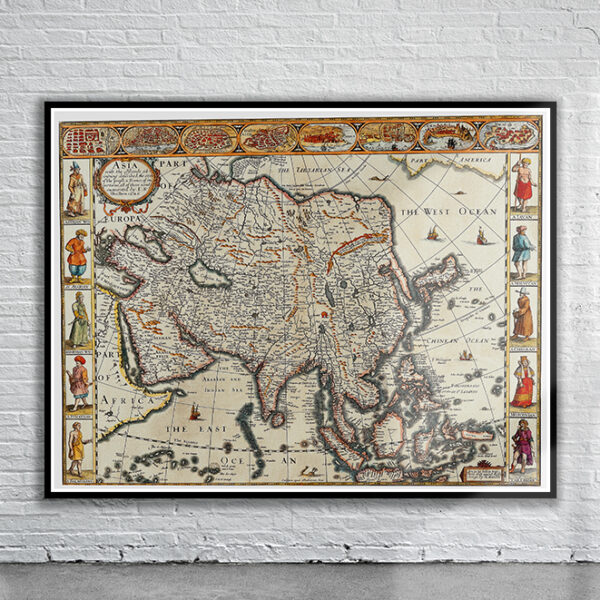 Vintage Map of Asia 1626 Antique Map