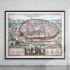 Vintage Map of Jerusalem 1572 Antique Map