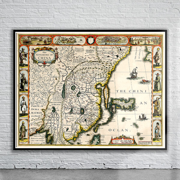 Vintage Map of China 1626 Antique Map