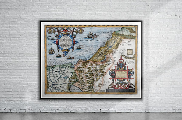 Vintage Map of Palestine 1570 Antique Map
