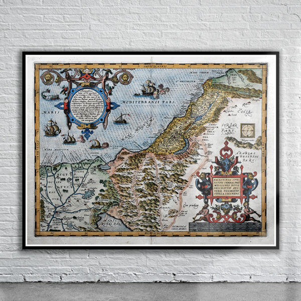 Vintage Map of Palestine 1570 Antique Map