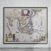 Vintage Map of South East Asia 1650 Antique Map