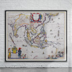 Vintage Map of South East Asia 1650 Antique Map