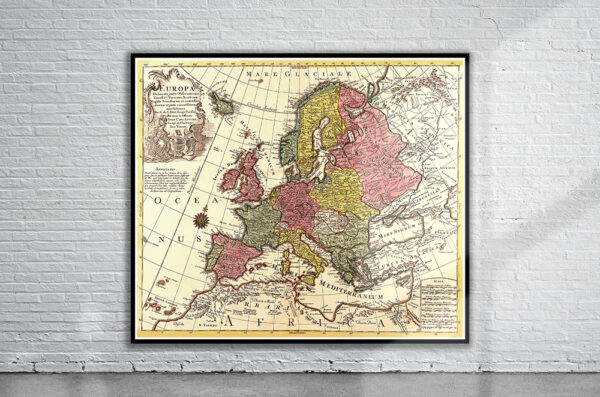 Vintage Map of Europe 1760 Antique Map