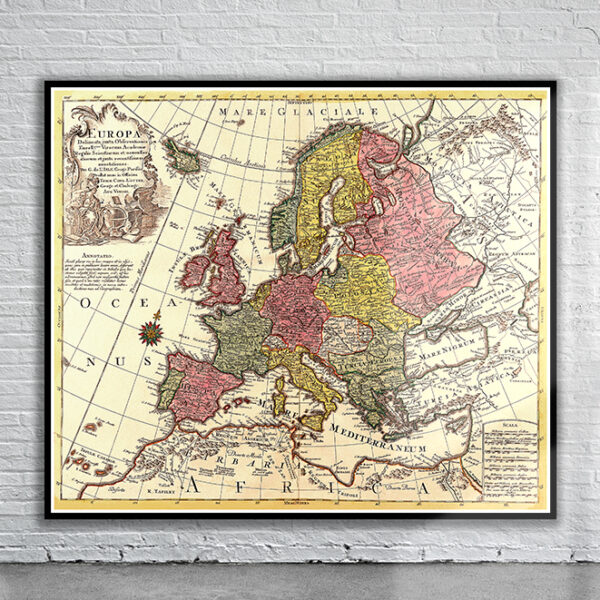 Vintage Map of Europe 1760 Antique Map
