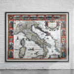 Vintage Map of Italy 1626 Antique Map