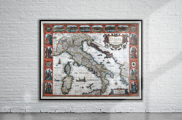 Vintage Map of Italy 1626 Antique Map