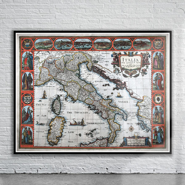 Vintage Map of Italy 1626 Antique Map