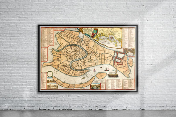 Vintage Map of Venice 1695 Antique Map