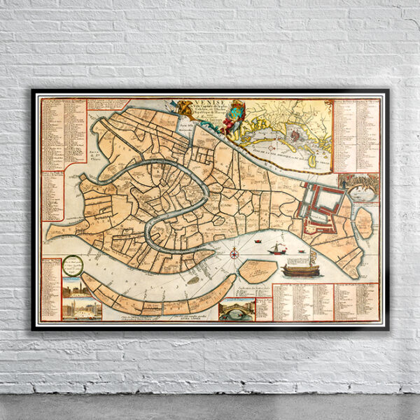 Vintage Map of Venice 1695 Antique Map