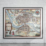 Vintage Map of Bristol 1611 Antique Map