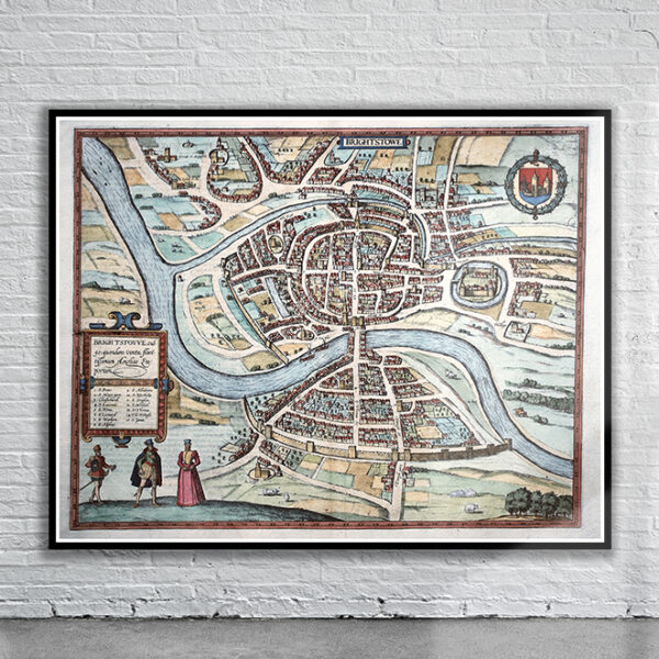 Vintage Map of Bristol 1611 Antique Map