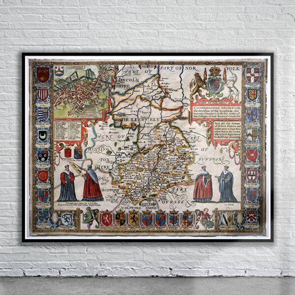 Vintage Map of Cambridgeshire 1611 Antique Map