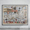 Vintage Map of Cornwall 1646 Antique Map