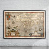 Vintage Map of Cornwall 1586 Antique Map