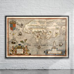 Vintage Map of Cornwall 1586 Antique Map