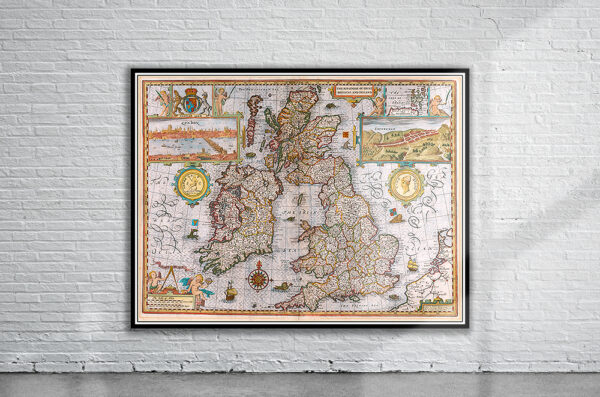 Vintage Map of the British Isles 1627 Antique Map