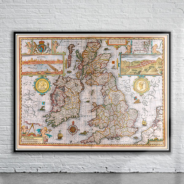 Vintage Map of the British Isles 1627 Antique Map