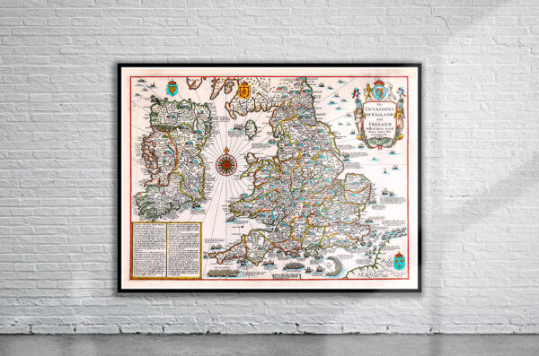 Vintage Map of the British Isles 1676 Antique Map