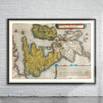 Vintage Map of the British Isles 1578 Antique Map