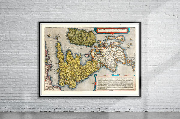 Vintage Map of the British Isles 1578 Antique Map
