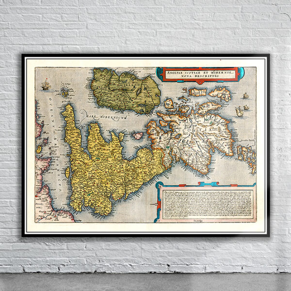 Vintage Map of the British Isles 1578 Antique Map