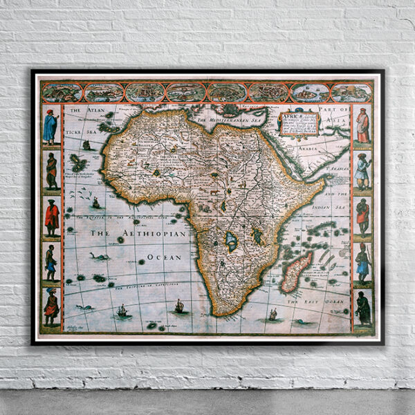 Vintage Map of Africa 1627 Antique Map