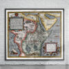 Vintage Map of Central Africa 1592 Antique Map