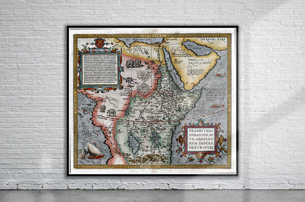 Vintage Map of Central Africa 1592 Antique Map