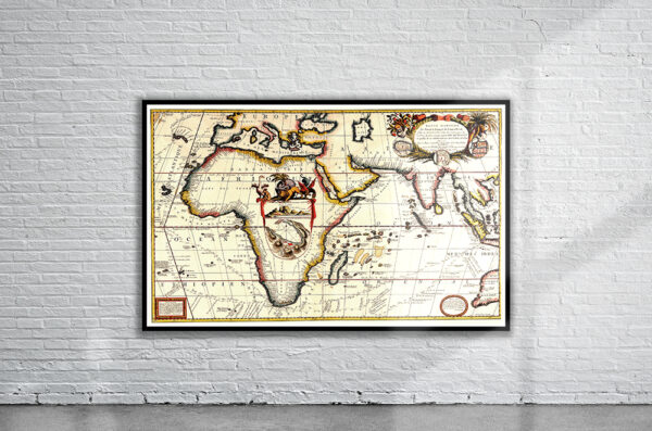 Vintage Map of Africa 1690 Antique Map