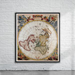 Vintage Cornellis Dankertz "Map from the Top of the World" 1700 Antique Map