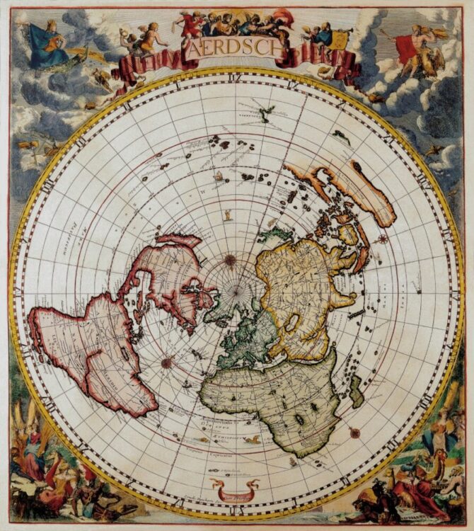 Vintage Cornellis Dankertz "Map from the Top of the World" 1700