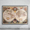 Vintage Hondius World Map 1630 Antique Map