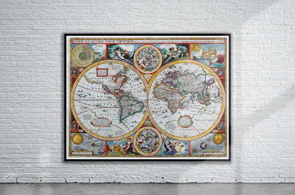 Vintage John Speed World Map 1646 Antique Map