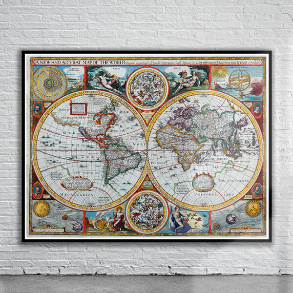 Vintage John Speed World Map 1646 Antique Map