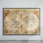 Vintage Plancius World Map 1599 Antique Map